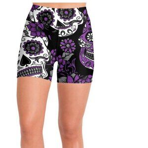 Purple Sugar Skull gearbunch Yoga Shorts